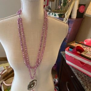 Art by Amy pink beaded necklace with j hook at make it fully adjustable, nwot.